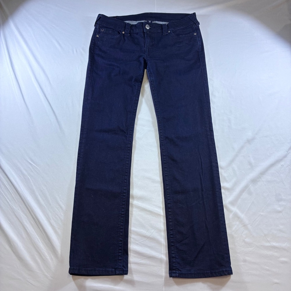 True Religion Billie Low Rise Straight Leg Jeans Dark Wash Indigo Size 32